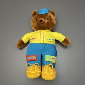 VNTG 1985 American Greetings Amtoy Carpenter Wood work Plush Bear 16” NO TOOLS!!